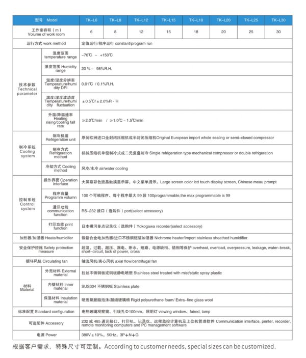 高低温试验室参数