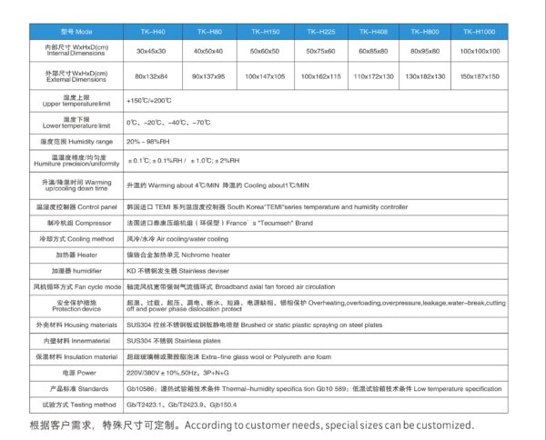 高低温交替试验箱参数